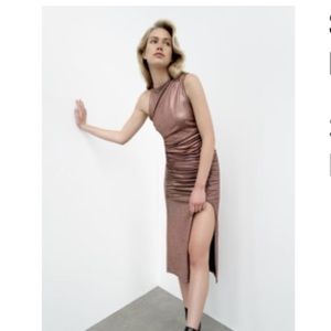 Zara sparkly draped asymmetric top bronze